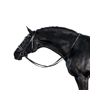 LT Essential Snaffle Bridle - Cavesson Patent & White Noseband