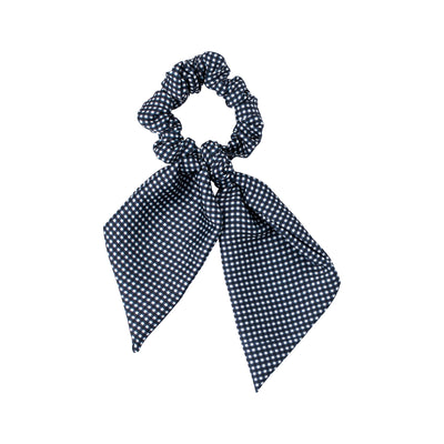 Navy Mini Check Scrunchie